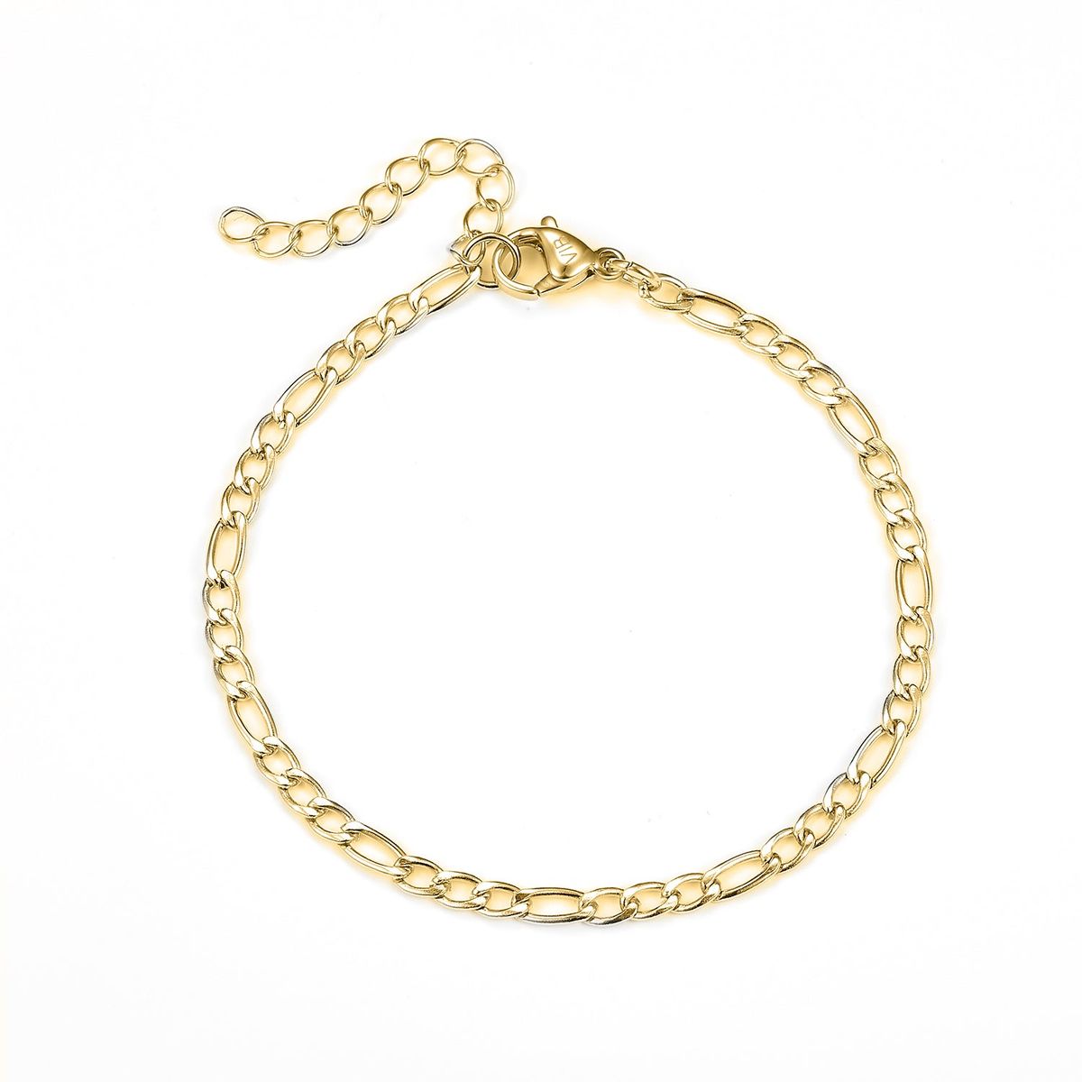 Baía Jewellery - Figaro armbånd, 16-19 cm Rustfrit stål PVD guldbelægning