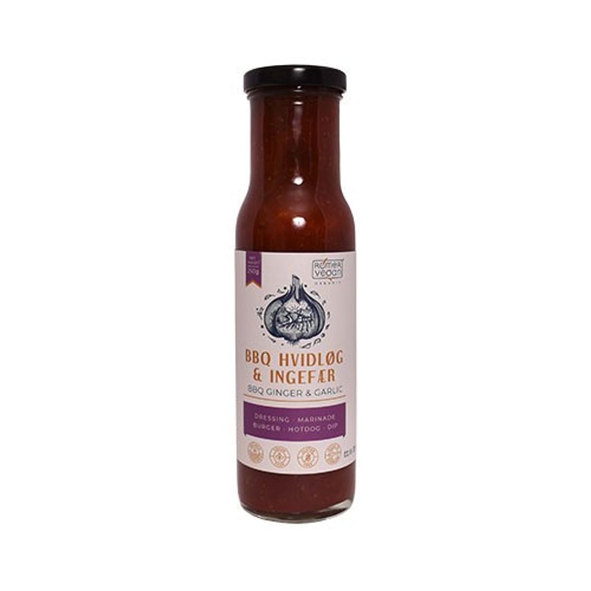 BBQ sauce Hvidløg & Ingefær Økologisk - 250 gram - Rømer Vegan