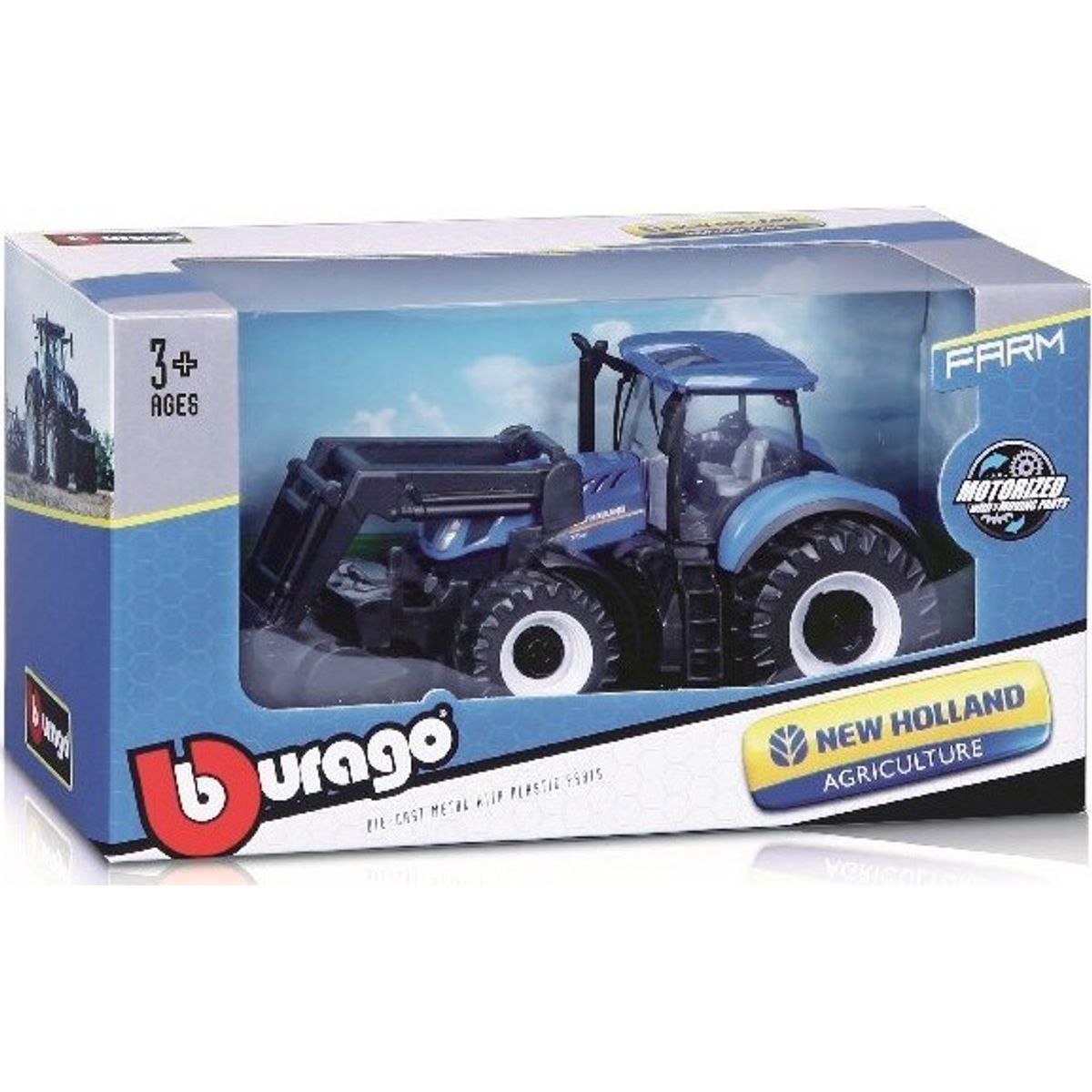 Bburago - New Holland Traktor Med Frontlæsser - Die-cast Metal - 10 Cm