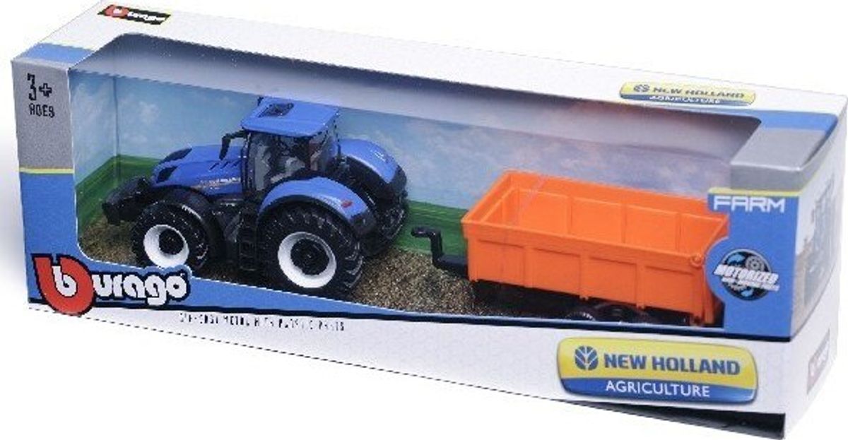 Bburago - New Holland Traktor Med Vogn - Die-cast Metal - 10 Cm