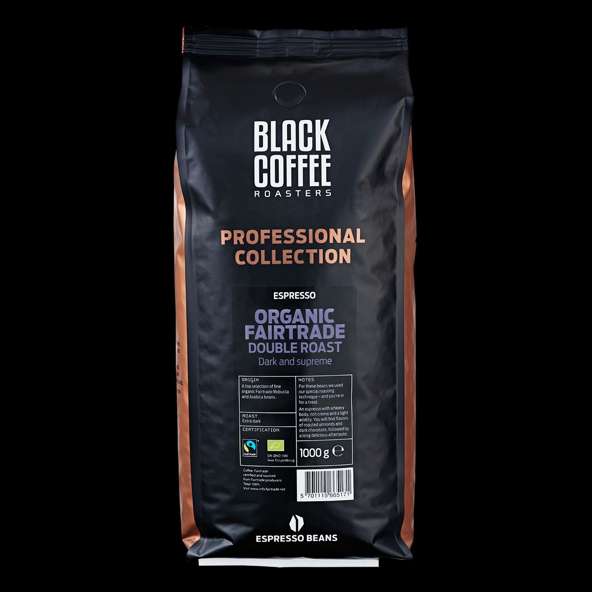 BCR pro Double Roast Organic Fair Espresso 1kg Hele Bønner ØKO