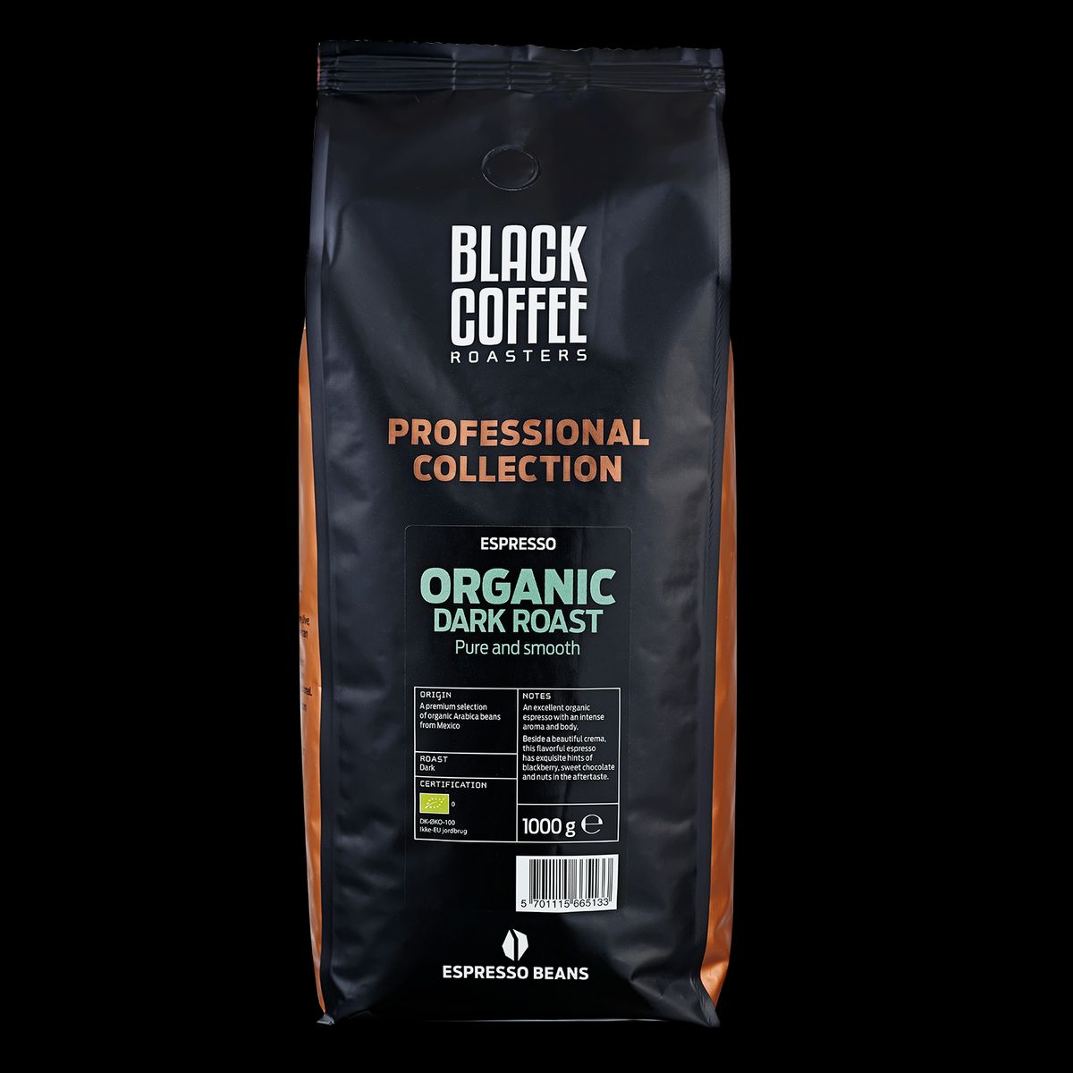 BCR pro Organic Dark Espresso 1 kg Hele bønner ØKO