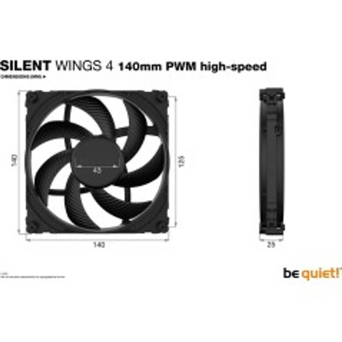 be quiet! Silent Wings 4 Fan 1-pack Sort 140 mm