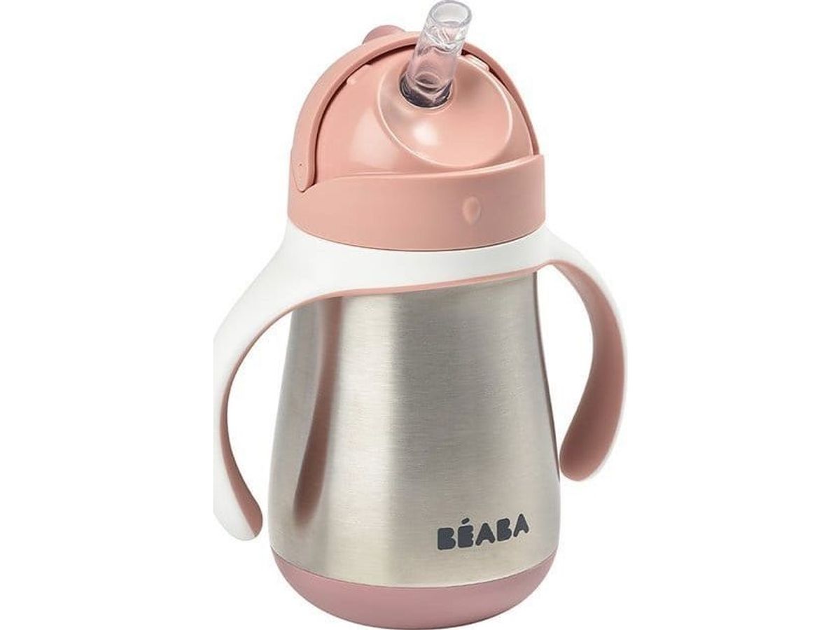 Beaba Bottle A Steel Non-Spill Cup With A Straw 250 Ml Old Pink 8M + Beaba