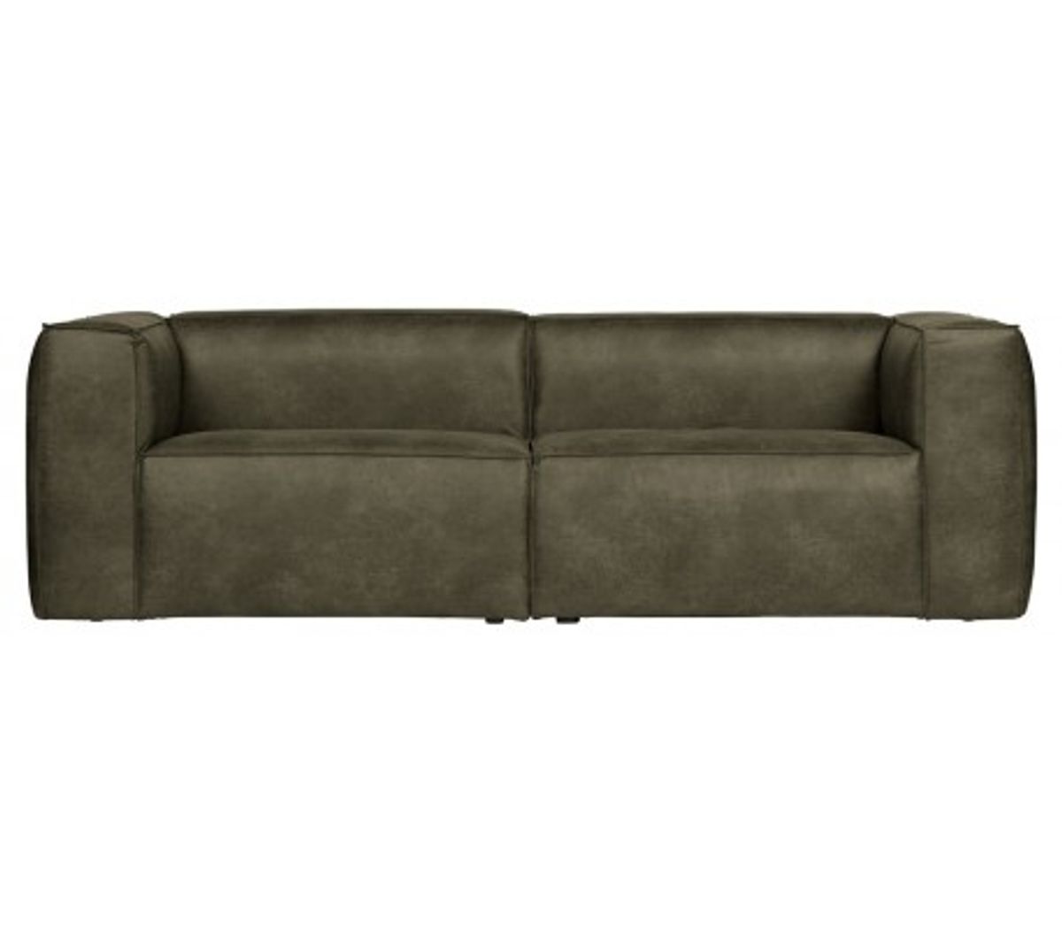 BEAN 3,5 personers sofa i læder 246 x 96 cm - Vintage armygrøn