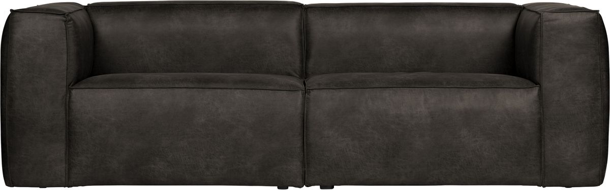 Bean, 3,5-personers sofa med læder, sort, H73x96x246 cm