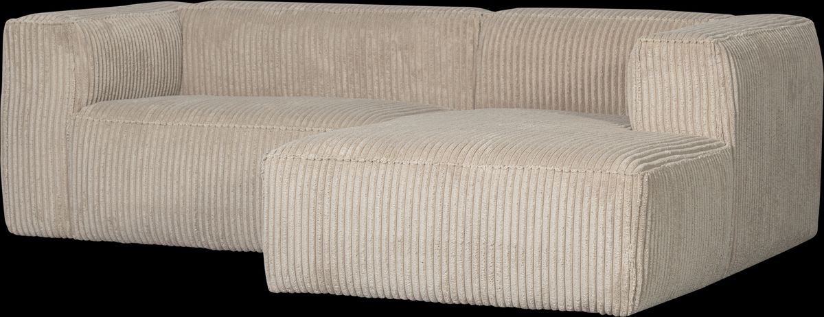 Bean, Chaiselong sofa, højrevendt, travertin, H73x178x254 cm, fløjl