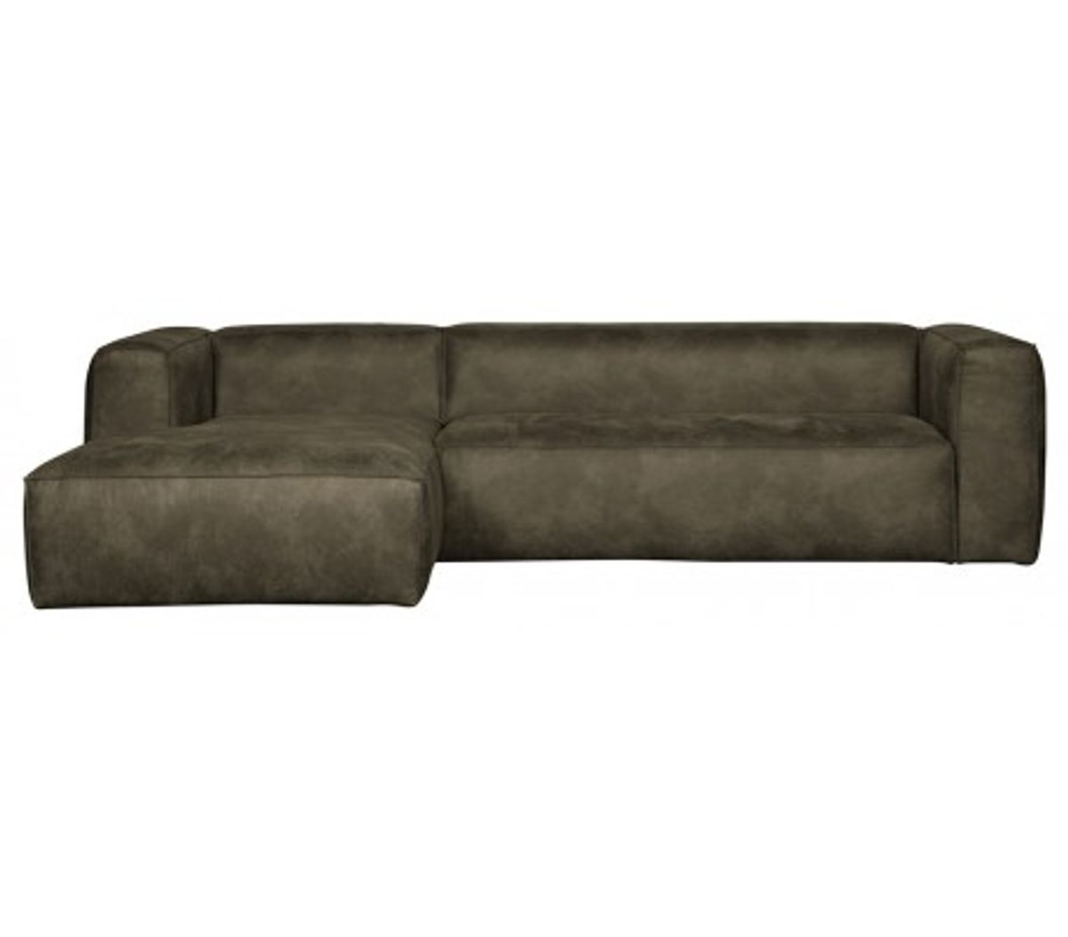 BEAN hjørnesofa i læder 305 x 175 cm - Vintage armygrøn