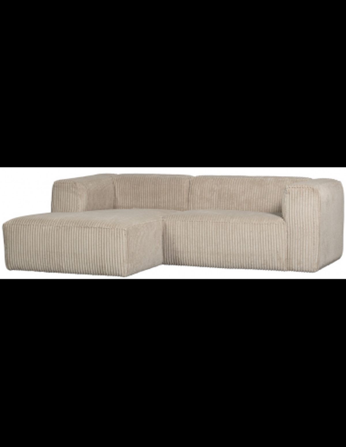 BEAN Venstrevendt chaiselongsofa i ribcord 254 x 178 cm - Travertin