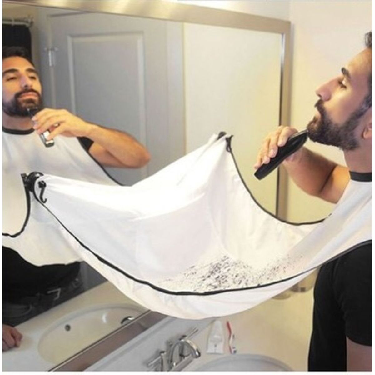 Beard Bib, mandeforklæde, 125cm X 75cm Sort