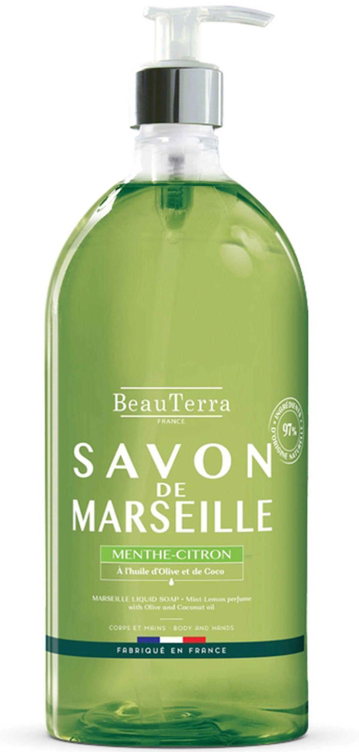 BeauTerra france savon de marseille liquid soap menthe citron 300ml