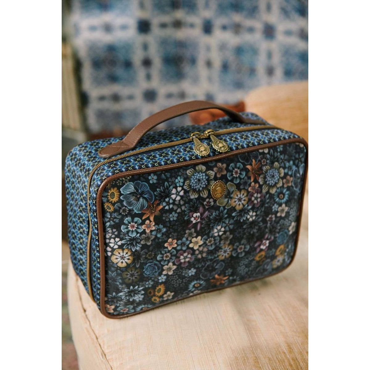 Beauty Case Square Large Tutti i Fiori Blue 27x19x10cm