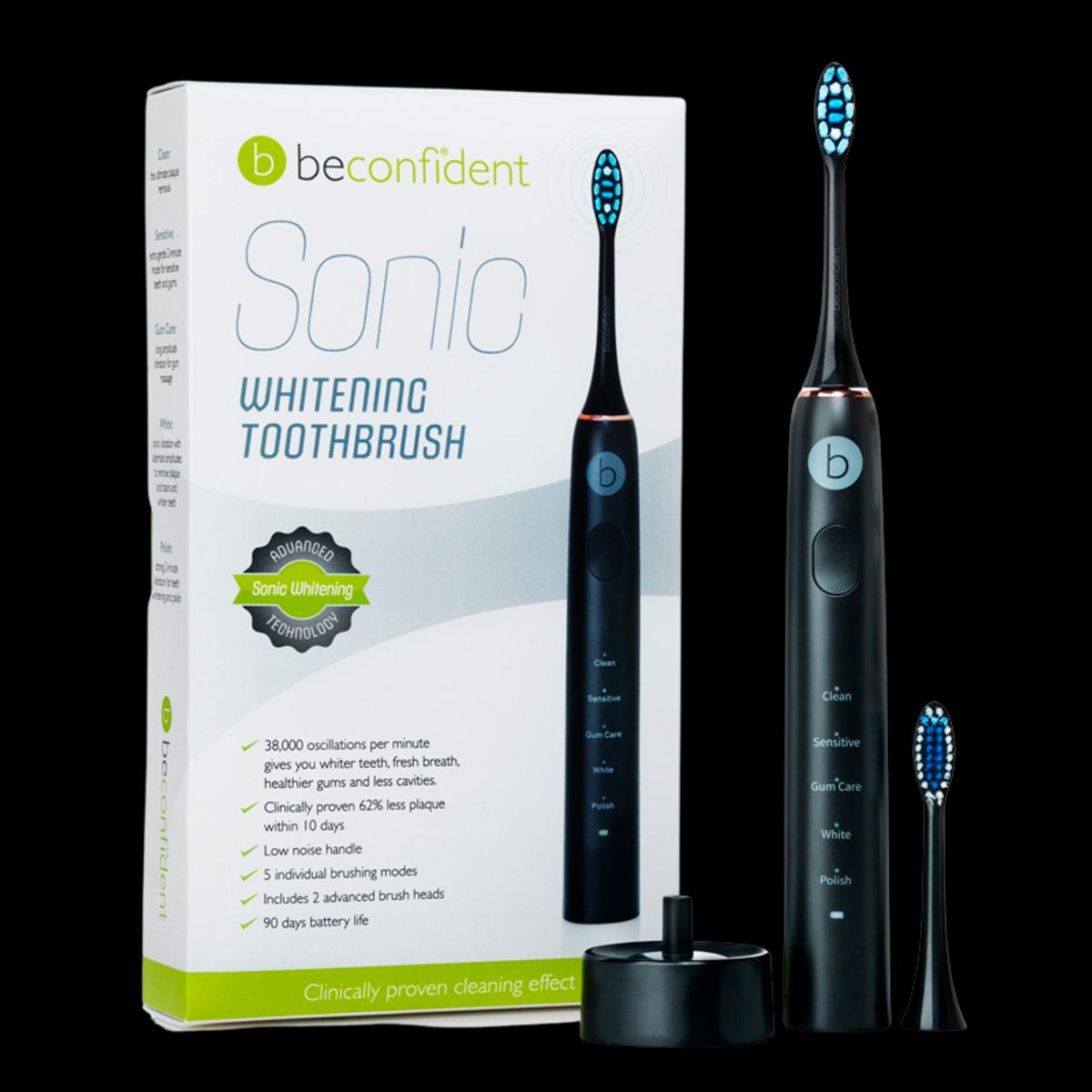 Beconfident Sonic Electric Whitening Toothbrush Black/Rose Gold (1 stk)