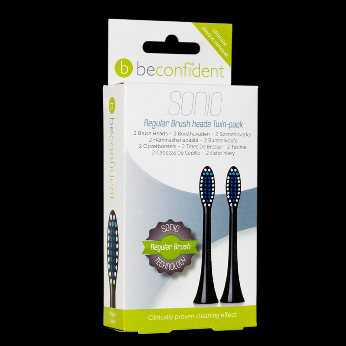 Beconfident Sonic Toothbrush Heads Regular Black (2 stk)