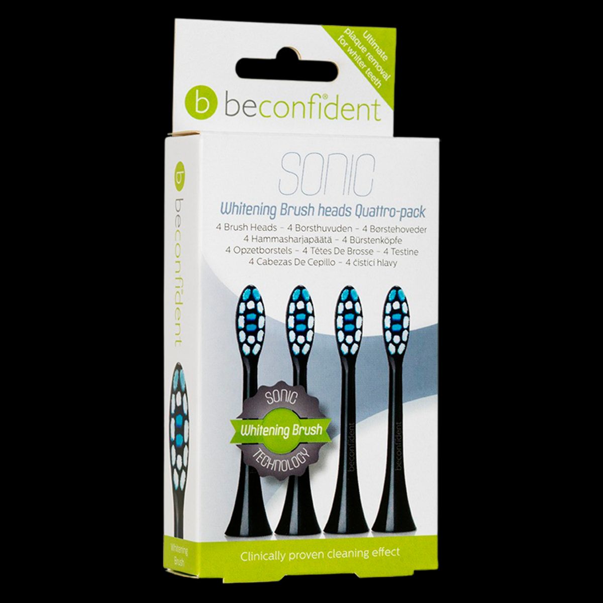 Beconfident Sonic Toothbrush Heads Whitening Black (4 stk)