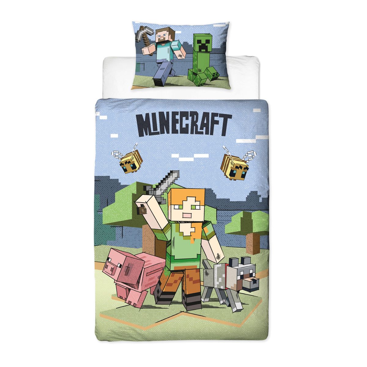 Bed Linen - Adult Size 140 x 200 cm - Minecraft (MNC406)