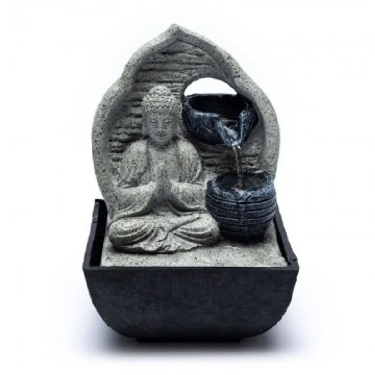 Bedende Buddha fontæne grå - Fontæne - GodKarmaShop