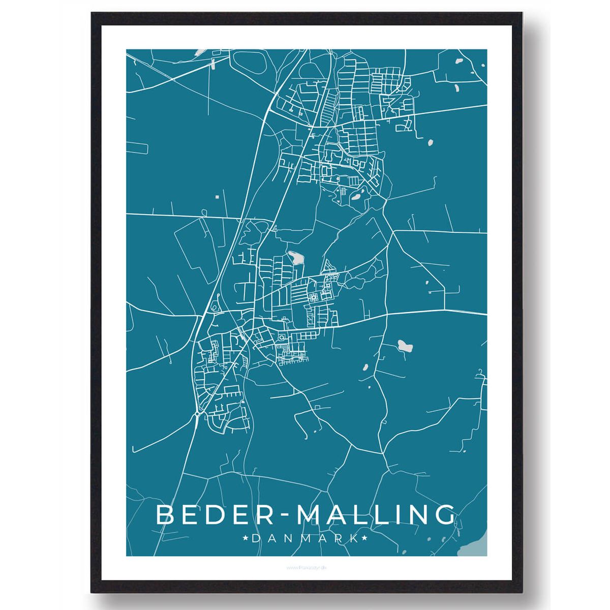 Beder by plakat - blå (Størrelse: XS - 15x21cm (A5))