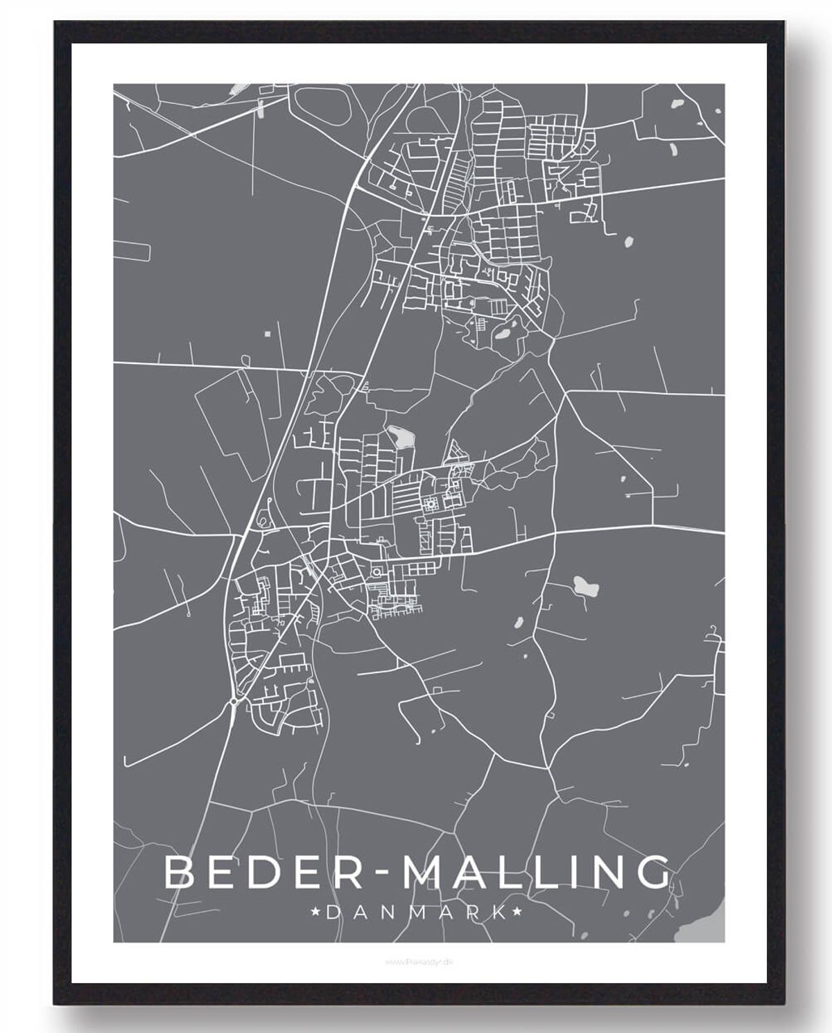 Beder by plakat - grå (Størrelse: M - 30x40cm)