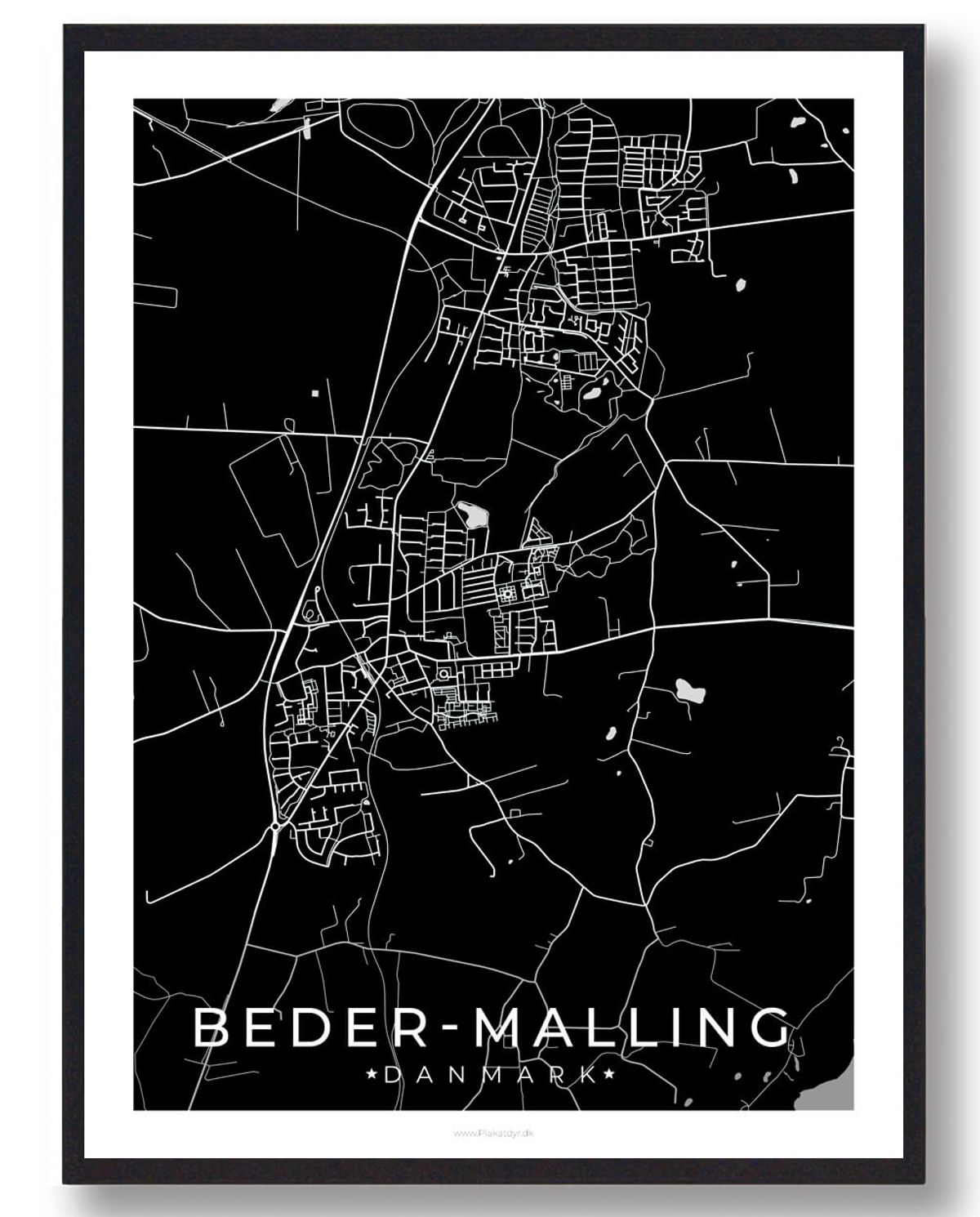 Beder by plakat - sort (Størrelse: M - 30x40cm)