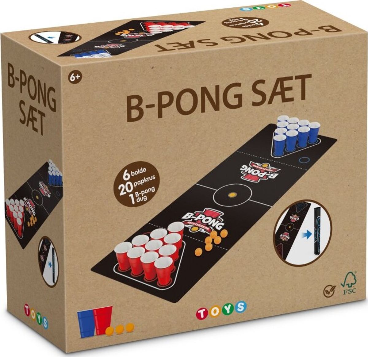 Beer Pong Sæt Med Bolde, Krus Og Dug