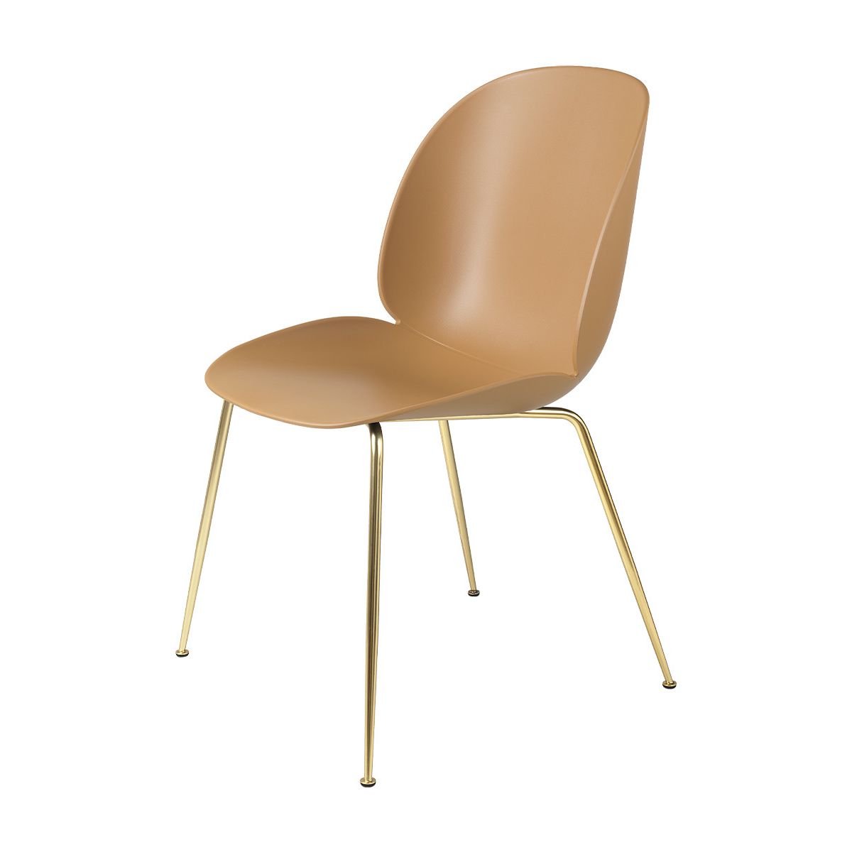 Beetle Chair, upolstret fra GUBI (Amber Brown shell, Conic base, Brass base)