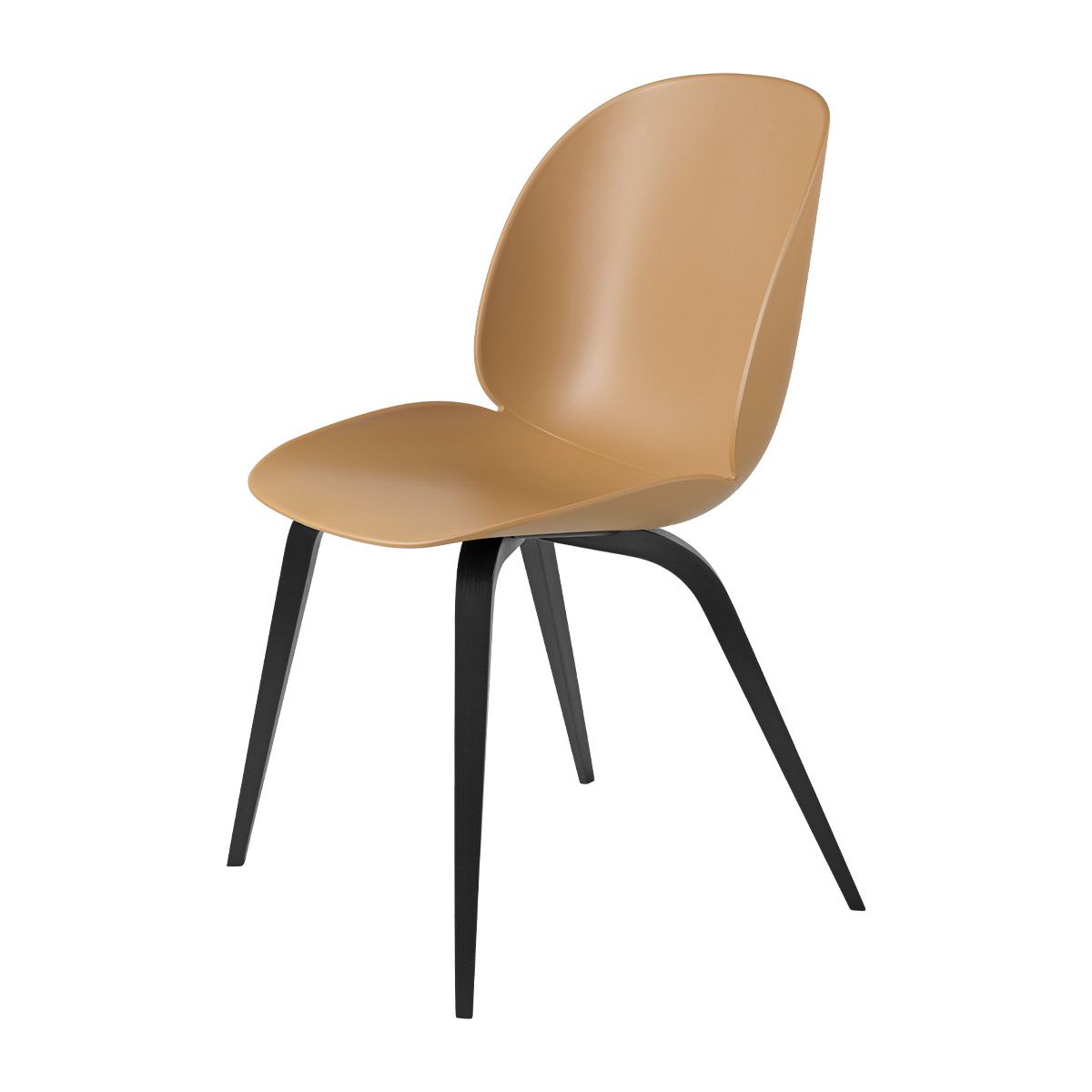 Beetle Chair, upolstret fra GUBI (Amber Brown shell, Wood base, Black stained beech base)