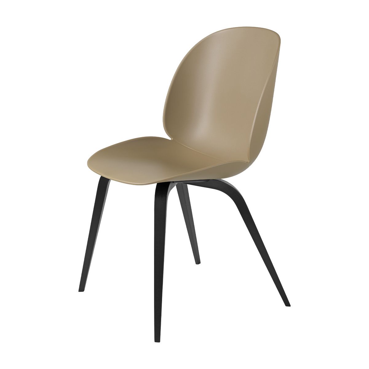 Beetle Chair, upolstret fra GUBI (Pebble Brown shell, Wood base, Black stained beech base)