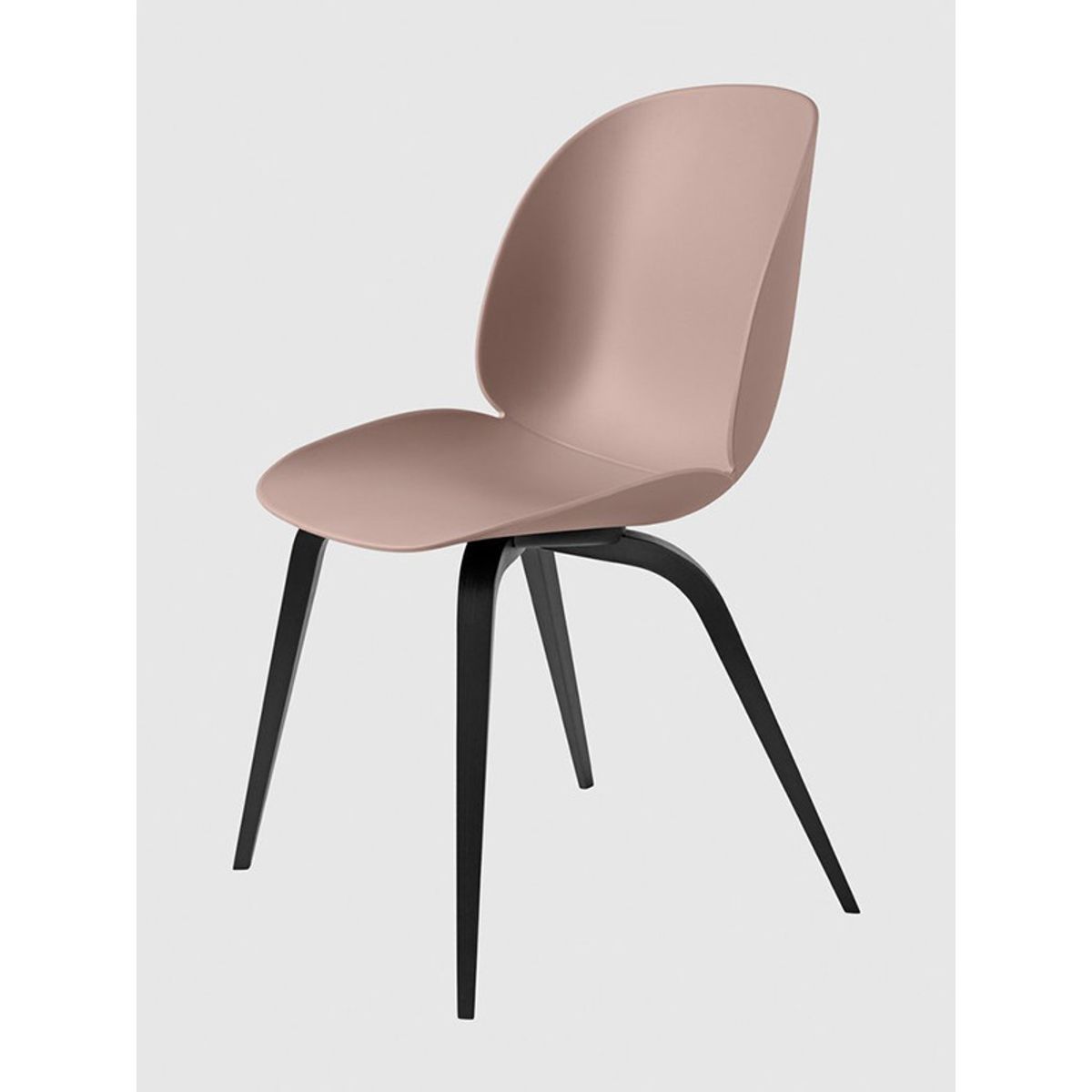 Beetle Chair, upolstret fra GUBI (Sweet pink shell, Wood base, Black stained beech base)