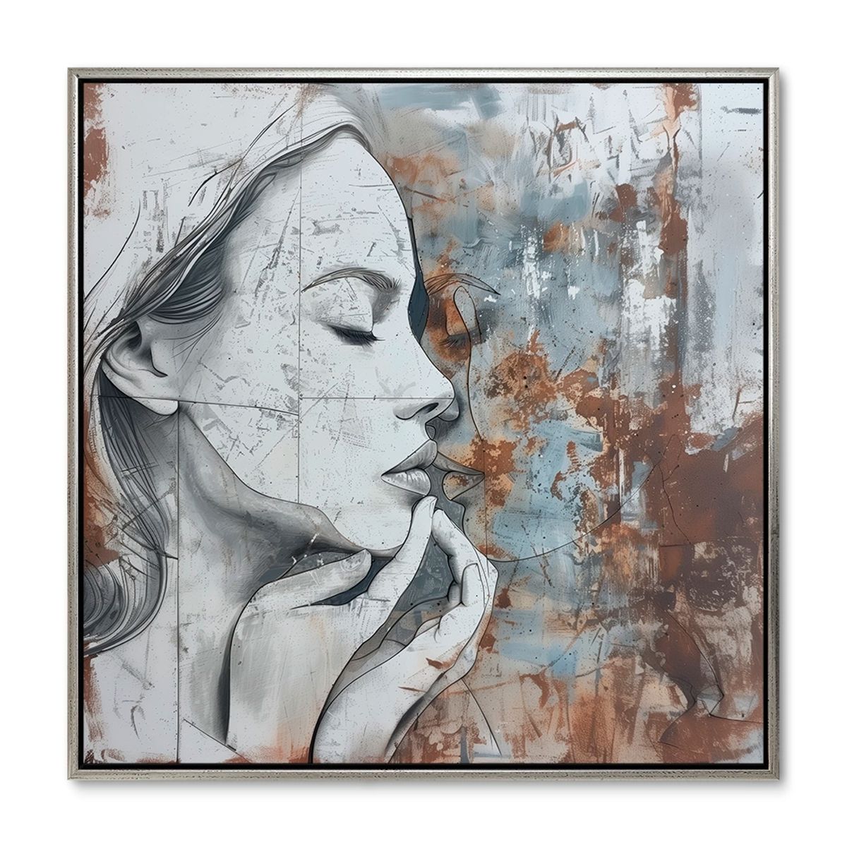 Behind closed eyes - 80x80 cm. - Sølv ramme