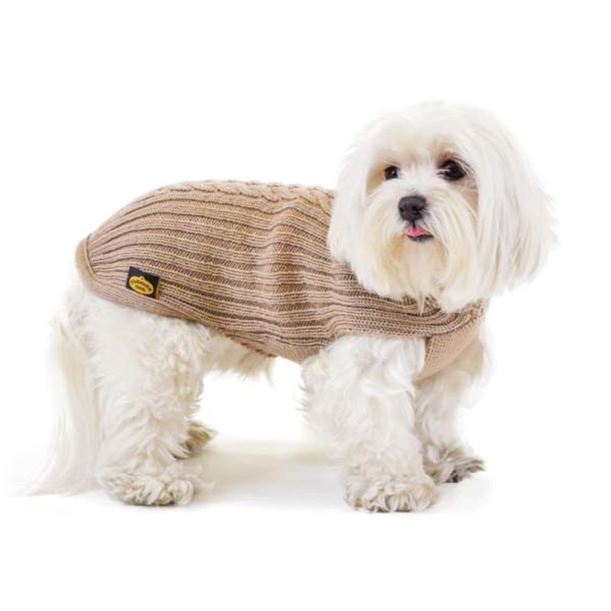 Beige hundesweater i merino uld-21 cm