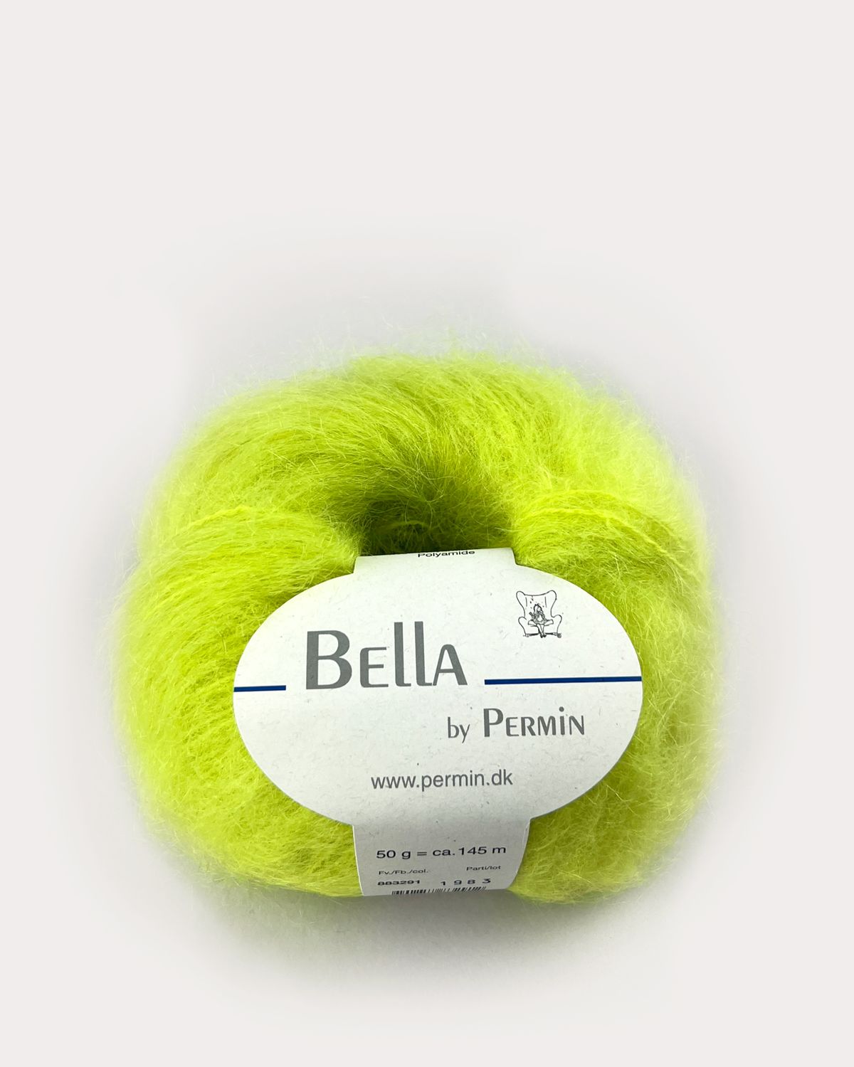 Bella Permin garn - Mohairgarn med uldgarn & polyamid - fv 883291 Acid lime