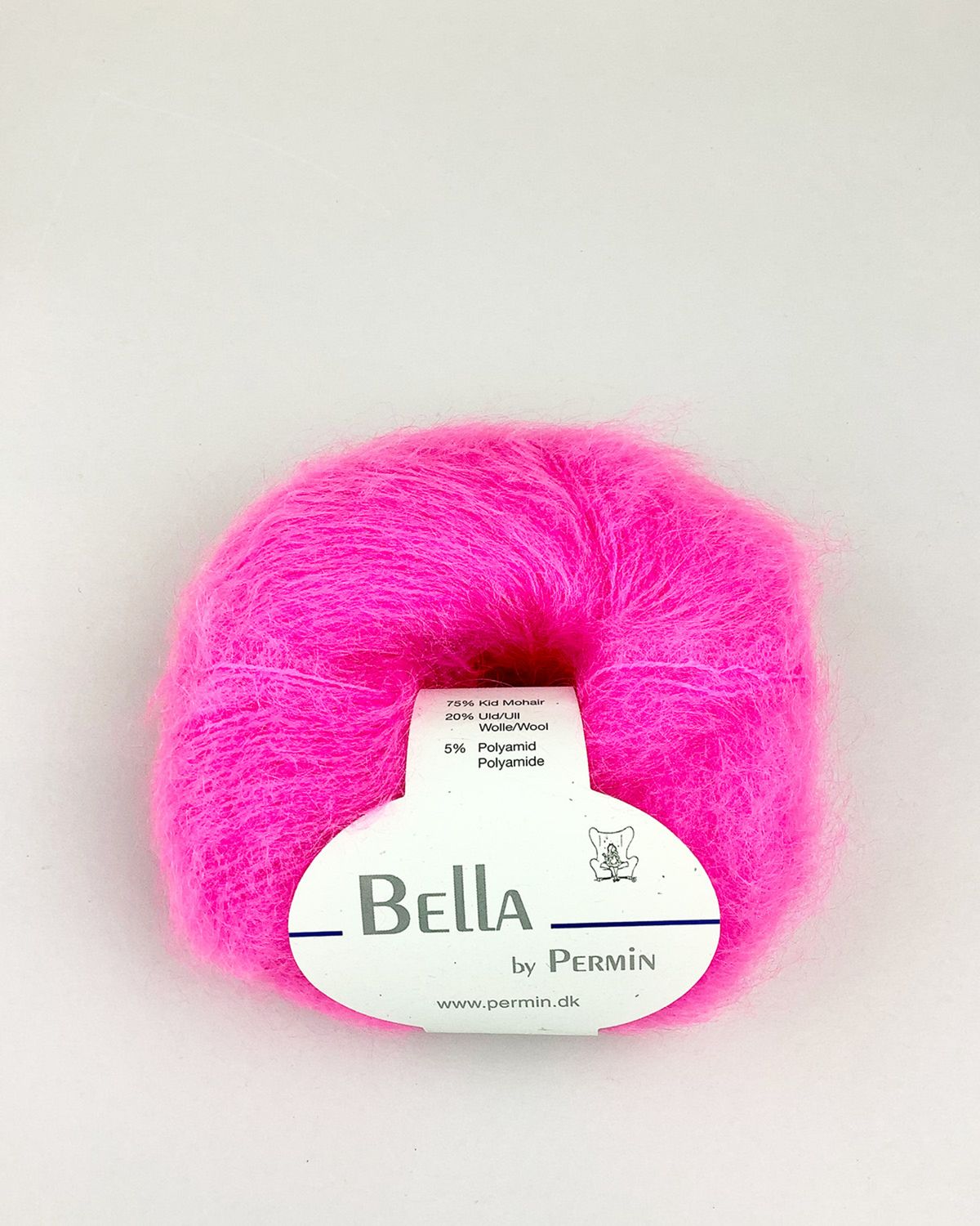 Bella Permin garn - Mohairgarn med uldgarn & polyamid - fv 883292 Neon pink