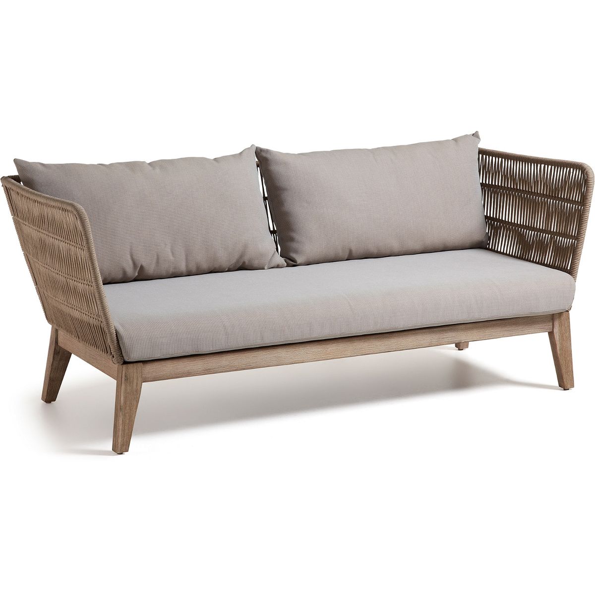 Belleny, Udendørs 3-personers sofa, beige/natur/grå, H70x176x80 cm, massivt træ