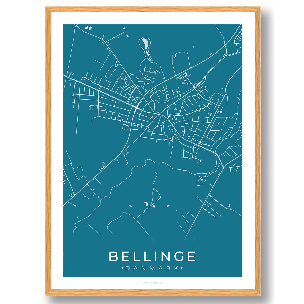 Bellinge by plakat - blå (Størrelse: XS - 15x21cm (A5))