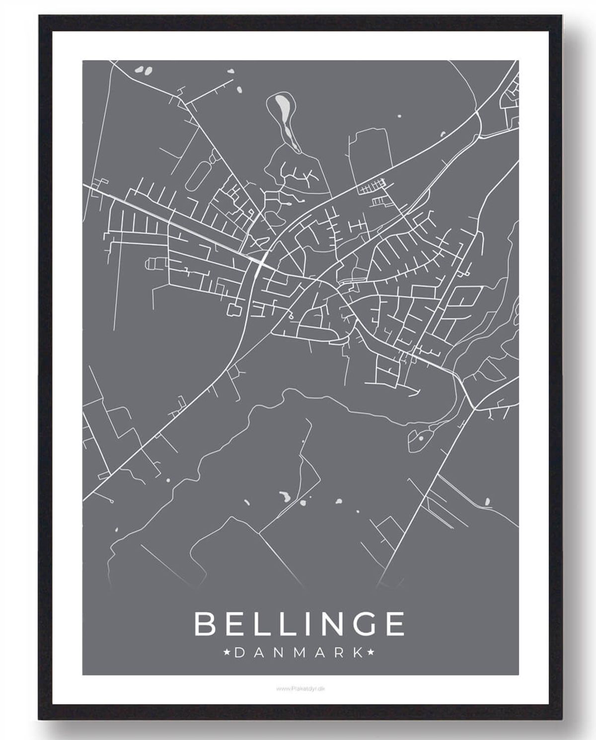 Bellinge by plakat - grå (Størrelse: L - 50x70cm (B2))