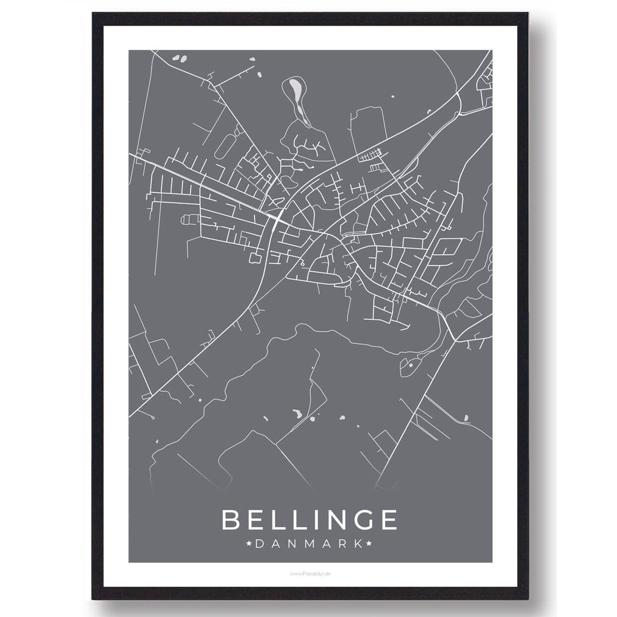 Bellinge by plakat - grå (Størrelse: S - 21x29,7cm (A4))