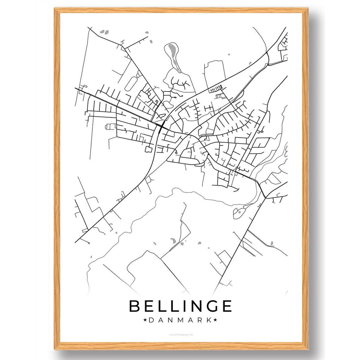 Bellinge by plakat - hvid (Størrelse: XS - 15x21cm (A5))