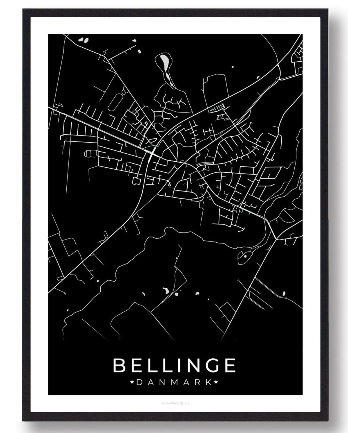 Bellinge by plakat - sort (Størrelse: L - 50x70cm (B2))