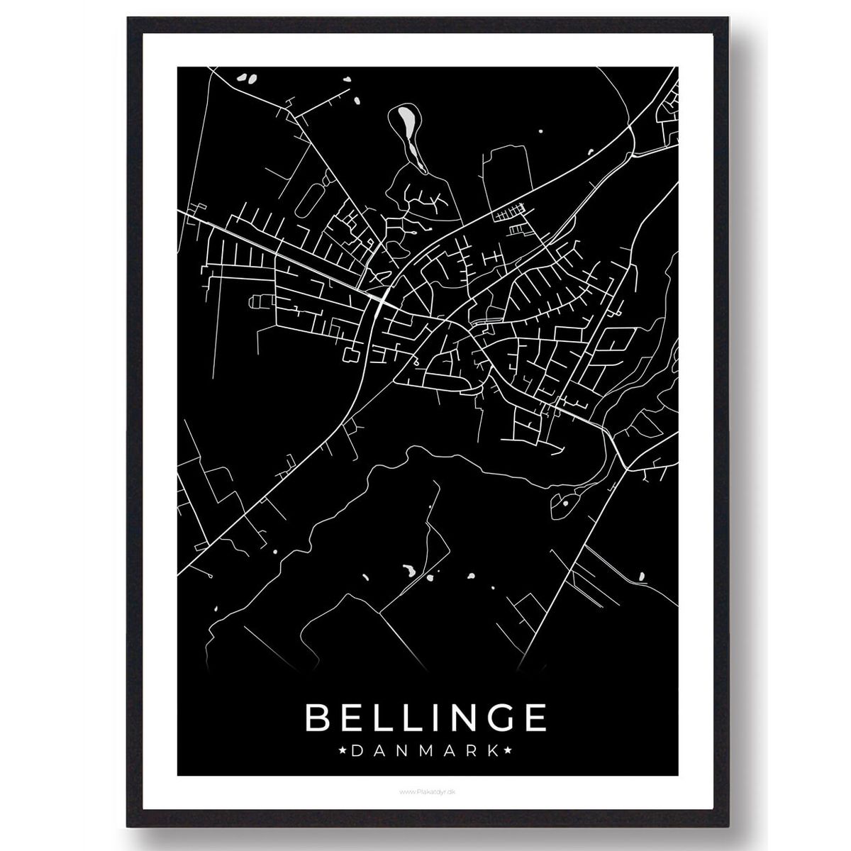 Bellinge by plakat - sort (Størrelse: XS - 15x21cm (A5))