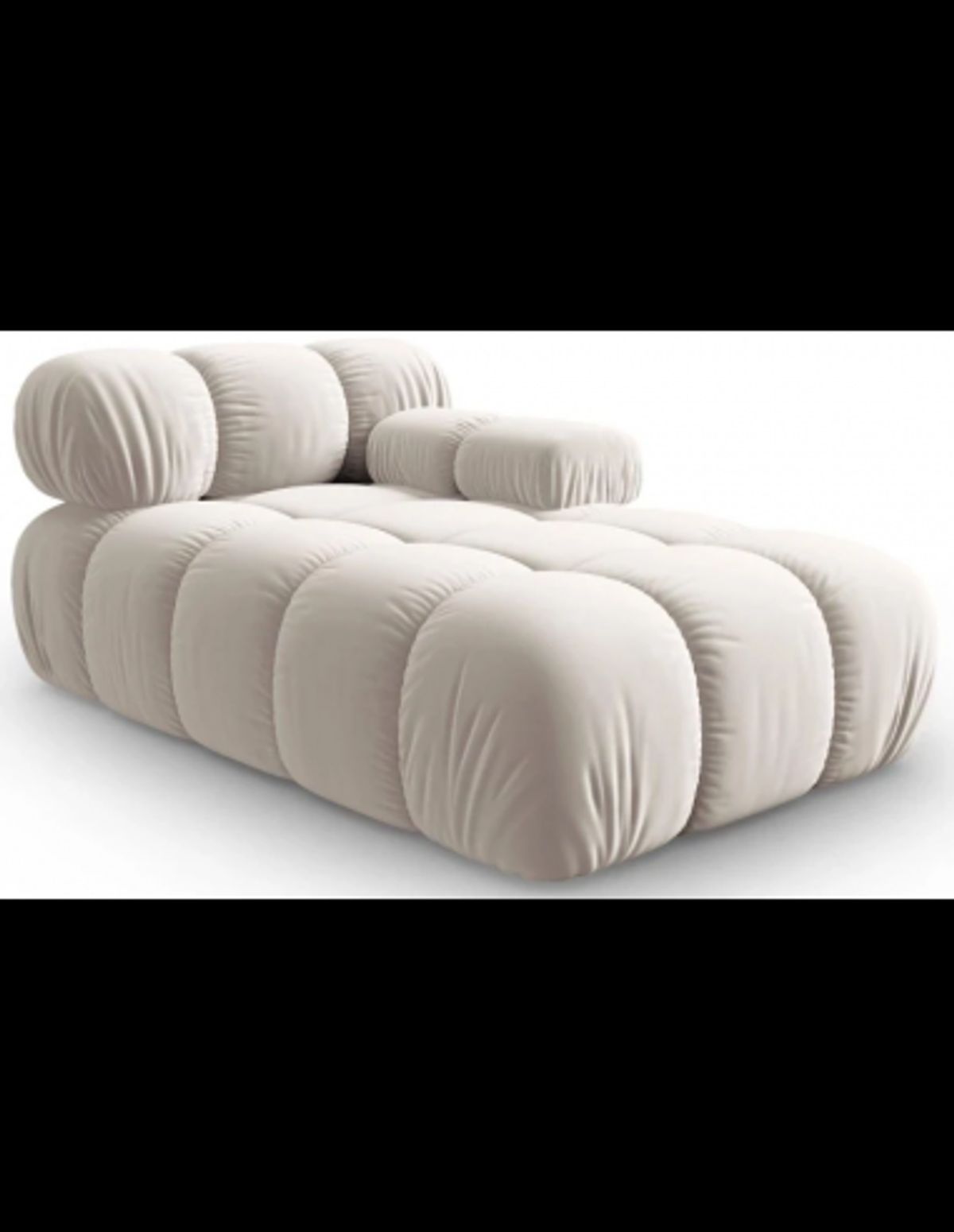 Bellis højrevendt daybed i velour B155 cm - Lys beige