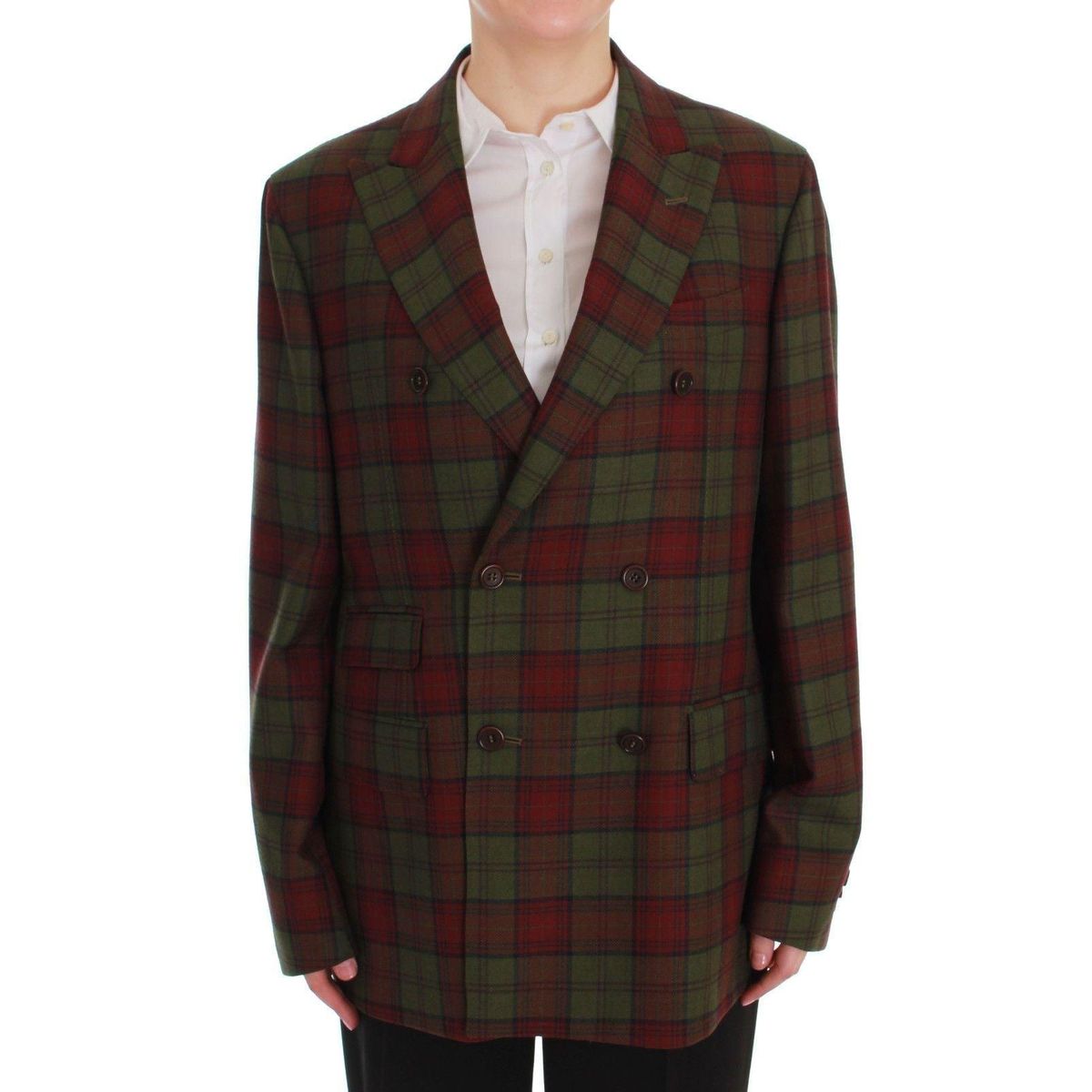 BENCIVENGA Elegant Checkered Double-Breasted Wool Blazer