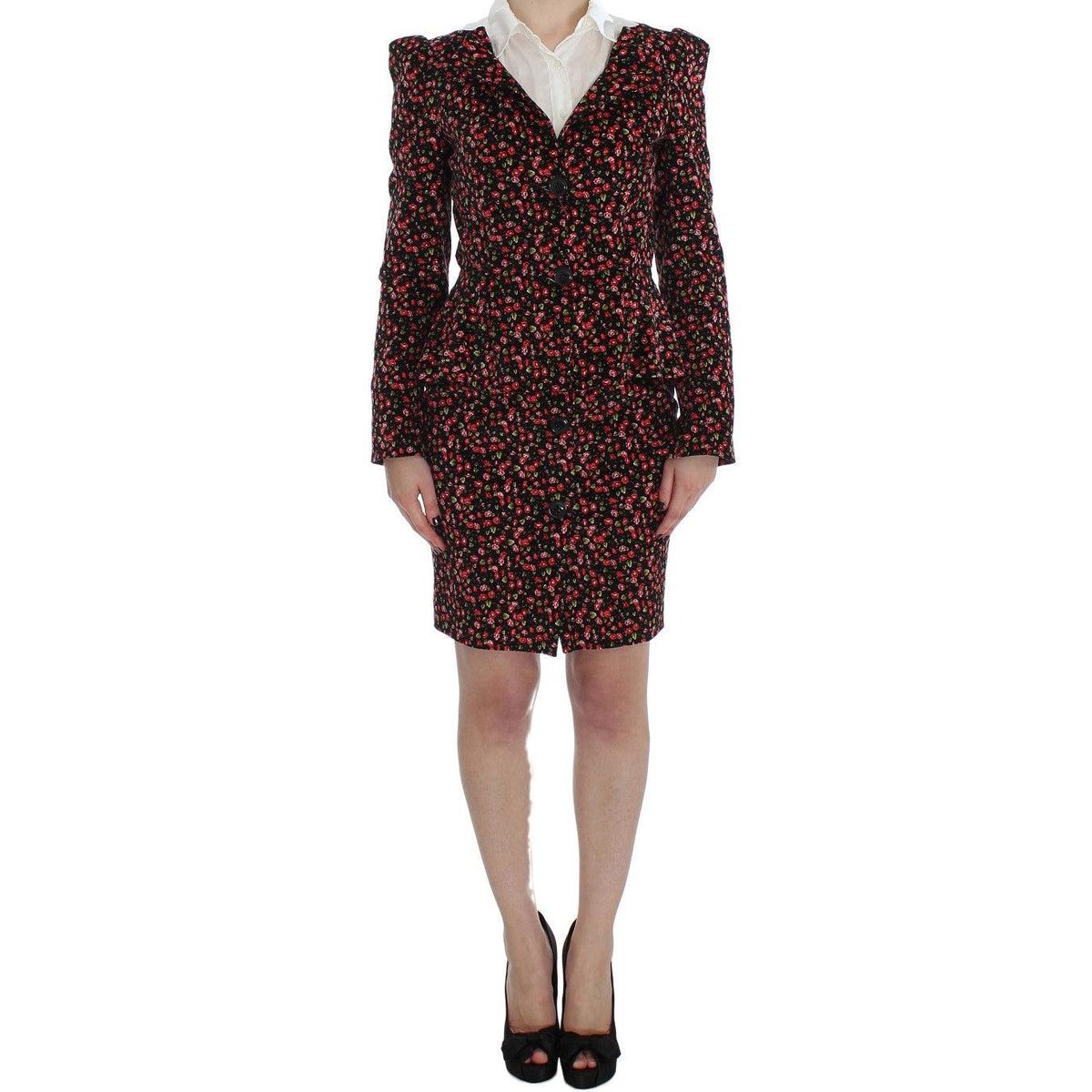 BENCIVENGA Elegant Floral Two-Piece Skirt Suit Set