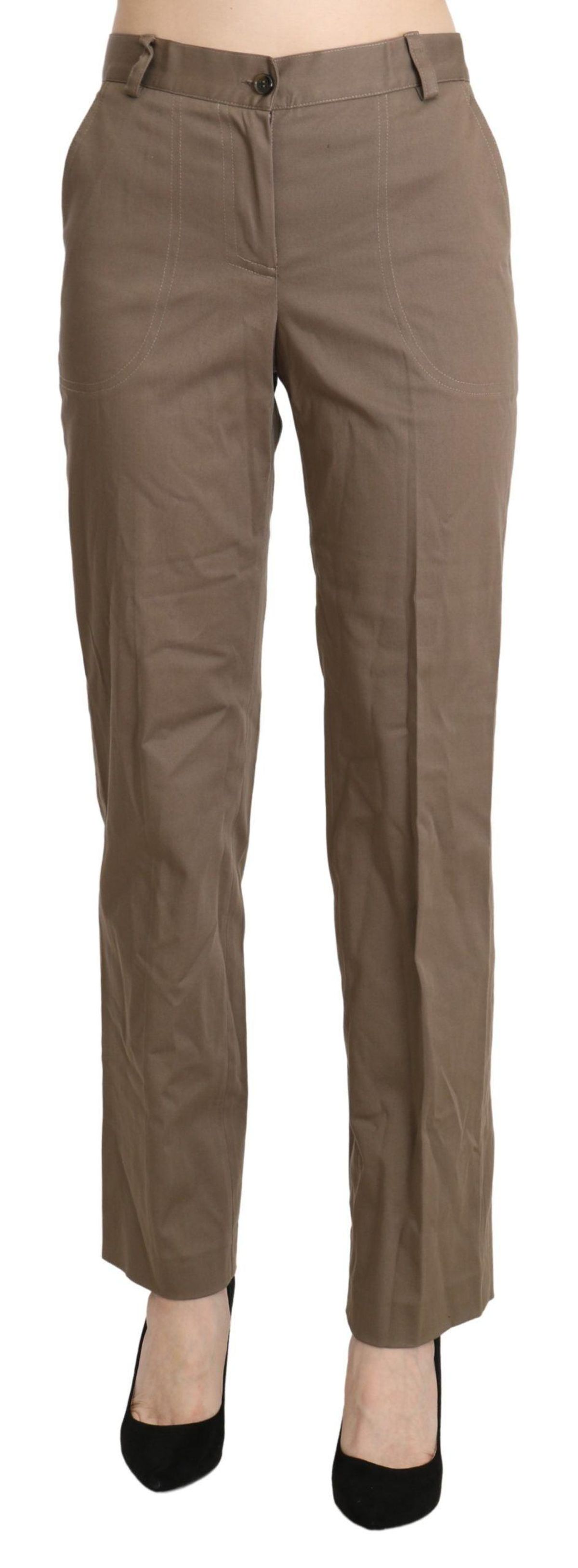 BENCIVENGA Elegant High Waist Straight Pants in Brown