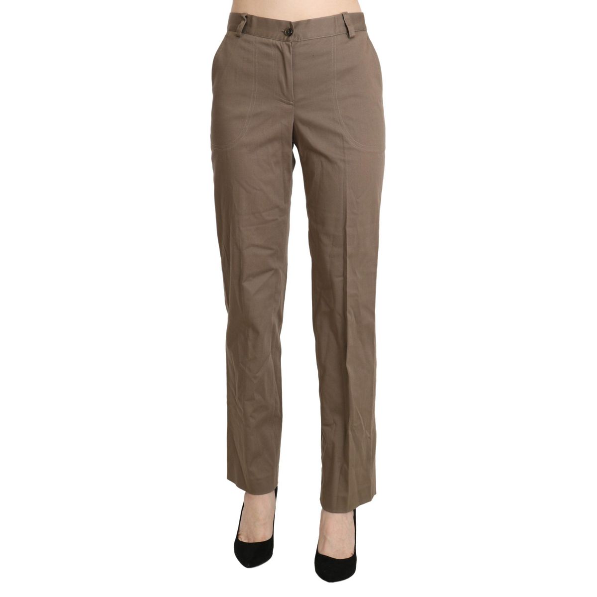 BENCIVENGA Elegant High Waist Straight Pants in Brown