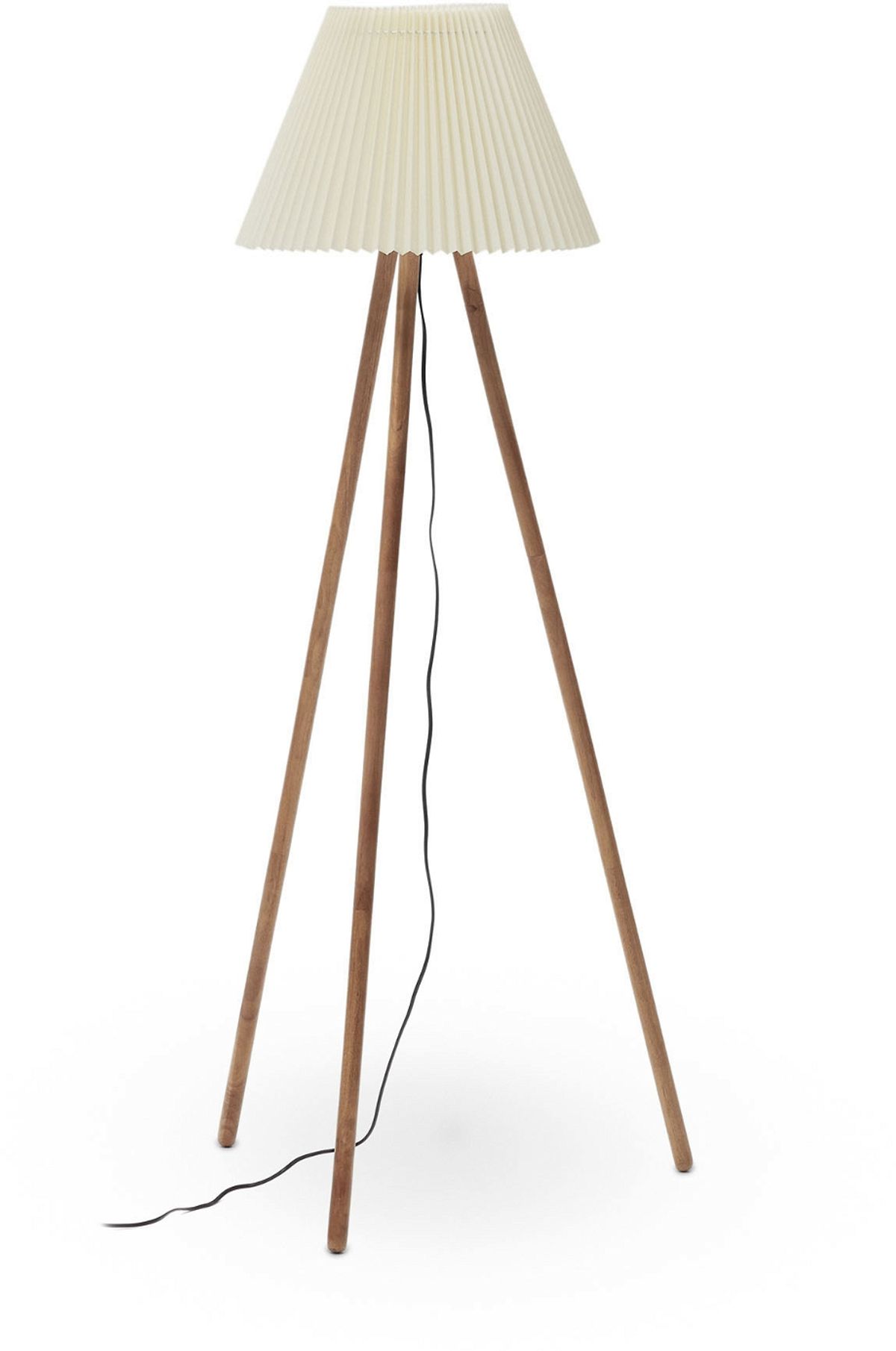 Benicarlo, Gulvlampe, beige, H149x62x62 cm, gummitræ, bomuld