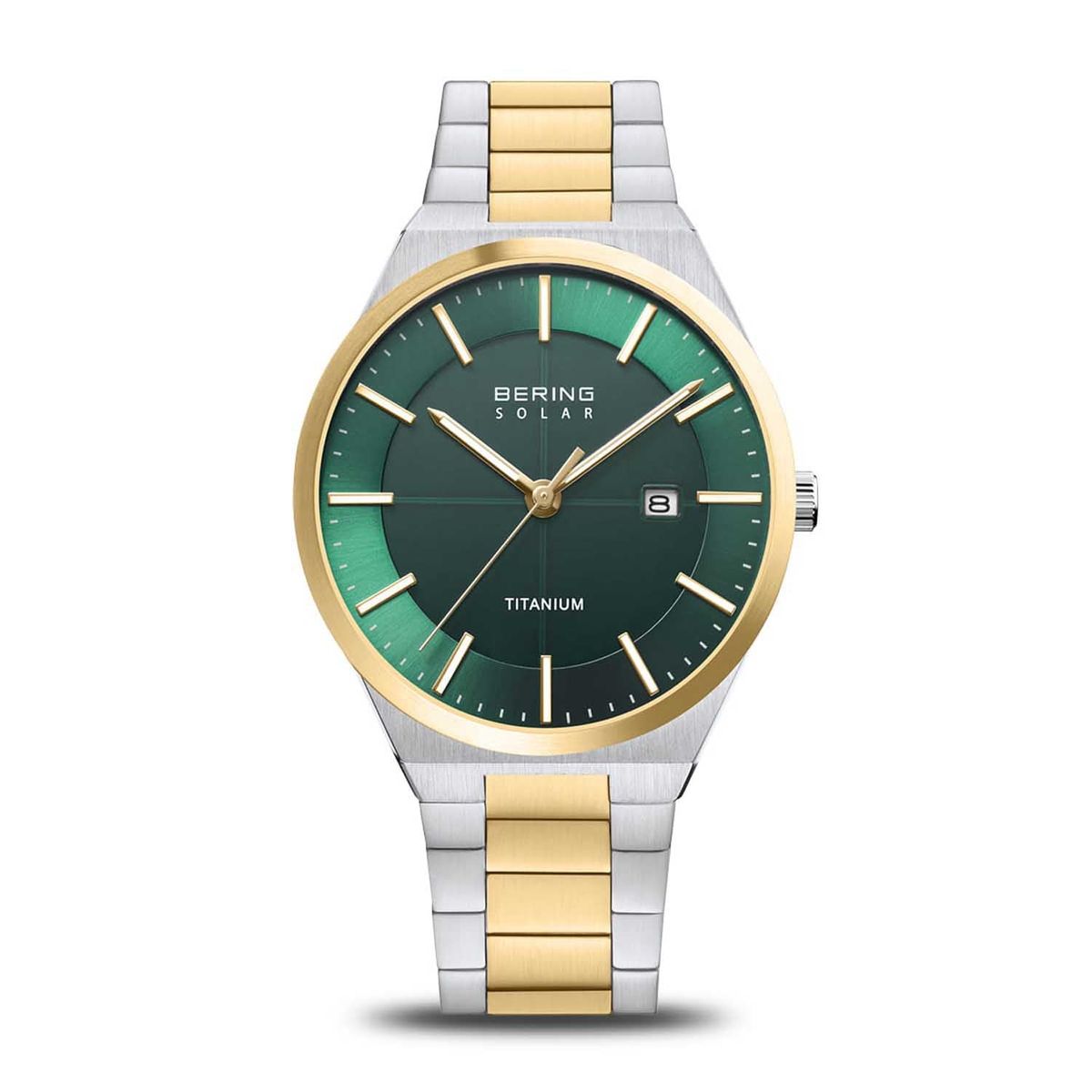 Bering - Solar ur grøn, 39mm Bicolor Titanium