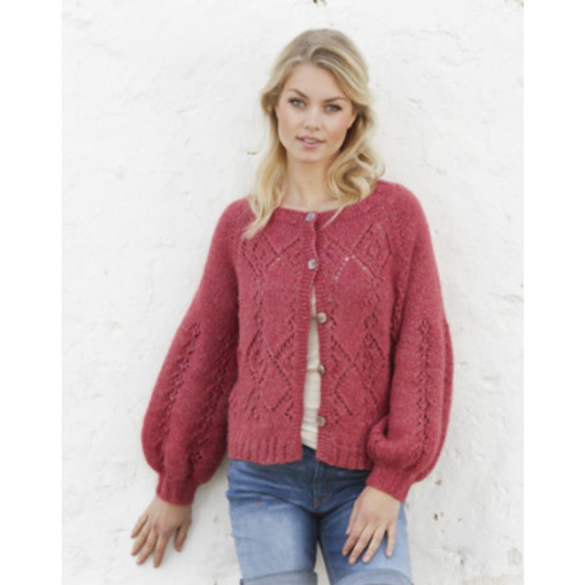 Berry Diamond Cardigan by DROPS Design - Jakke Strikkeopskrift str. S - XXX-Large