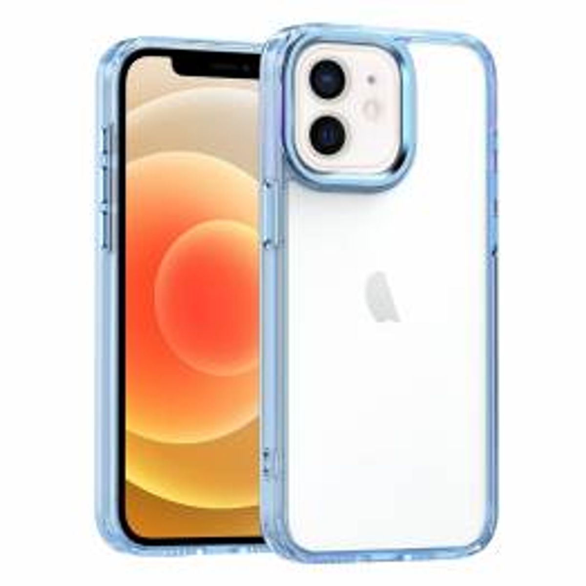 Beskyttende og gennemsigtigt iPhone 12 / 12 Pro cover - Blå kant