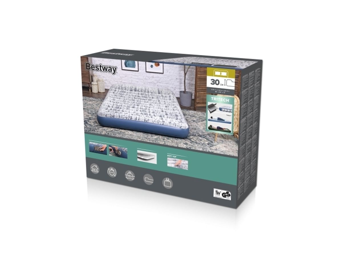 Bestway 67836 / 23, Dobbelt Madras, Queen Size, Rektandel, Indendørs, Indbygget Luftpumpe